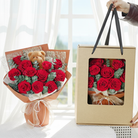 Karangan Bunga Awet untuk Hadiah Hari Valentine, Karangan Bunga Mawar Merah dan Boneka Beruang, Karangan Bunga Mawar Awet Mewah