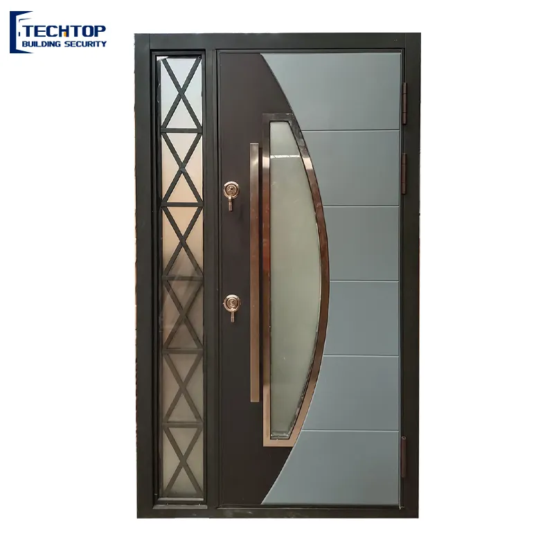 TECHTOP Customized Home Front Exterior Main Entry Steel Security Doors Bullet Proof Residential Security Israel Door For House