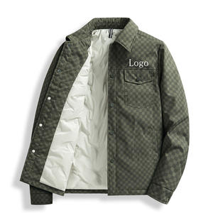 Manteau Rembourré en Velours Côtelé pour Homme Double Couche Fermeture à Glissière Streetwear Réversible Veste Grise - Product Image 1