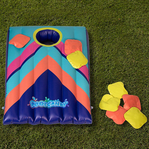 Pool Float <b>Inflatable</b> Lounge Mat With Cup Holder For Adults And Kids Swimming Pool Party Fun Blue 35.5x21.5x8.5inch - Product Image 4
