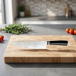 Cuchillo de Chef Japonés Ambidiestro Moderno con Hoja Serrada Seki Gyuto de 9.45in (24cm), Acero Inoxidable, Mango de Plástico, Acabado Satinado, Apto para Lavavajillas - Product Image 3