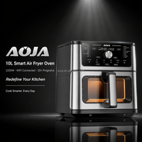 Four à Friture Sans Huile Grande Capacité 10L avec Fenêtre de Visualisation et Écran Tactile Numérique, Friteuse Intelligente et Four Grille-Pain