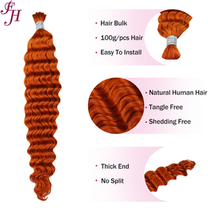 FH <span class=keywords><strong>Capelli</strong></span> Umani Remy 100% Allineati alle Cuticole, Onde Profonde Arancioni, Grezzi, <span class=keywords><strong>per</strong></span> Trecce Boho, Senza Trama, Fascio di <span class=keywords><strong>Capelli</strong></span> Vietnamiti - Product Image 3