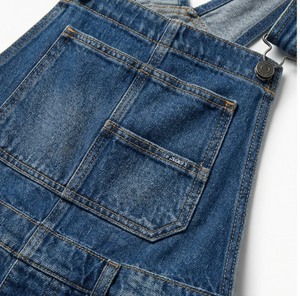 Combinaison en jean pour <span class=keywords><strong>femme</strong></span> Wangsheng 2026, ample, taille mi-haute, multi-poches, bretelles, formelle, été, lavée, unie, en bambou - Product Image 2