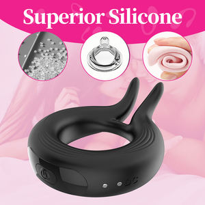 Wholesale10-frequency aspiration magnétique charge lapin oreille serrure <span class=keywords><strong>anneau</strong></span> fin Silicone hommes Vibration <span class=keywords><strong>anneau</strong></span> jouets masturbateur Sex Toy - Product Image 3