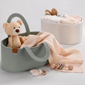 Organisateur de couches portable pour bébé, <span class=keywords><strong>panier</strong></span> de rangement pour table à langer, pour couches et lingettes pour bébé, cadeau de naissance - Product Image 1