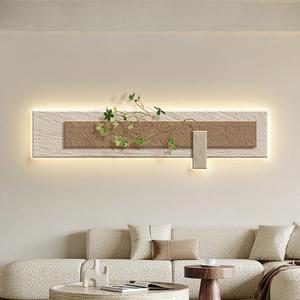 Living Room Decorative Painting Beige Rectangle <b>With</b> Backlight Handmade 3D Sandstone Texture Art For Sofa <b>Wall</b> - Product Image 4