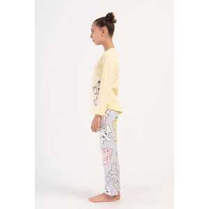 Ensemble de pyjama pour fille à manches longues avec col ovale, imprimé uni, hiver, printemps, automne, en coton - Taille 9-10/15-16 - Product Image 2