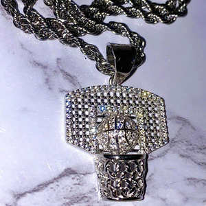 Bijoux glacés en argent Sterling 925, pendentifs de <span class=keywords><strong>basket</strong></span>-ball en argent Zircon cubique pour hommes - Product Image 4