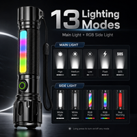 Lampe torche rechargeable A157 30W haute puissance en alliage d'aluminium, étanche IP44, zoom télescopique RGB, queue magnétique, Type-C, pour le camping
