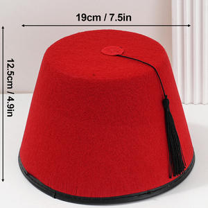 PAFU Accessoire de Costume <span class=keywords><strong>Marocain</strong></span> Chapeau de Fès en Feutre Turc <span class=keywords><strong>Rouge</strong></span> Arabe - Product Image 4