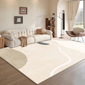 Tapis moderne abstrait crème rectangulaire antidérapant en fausse fourrure de cachemire pour salon et chambre à coucher, décoration haut de gamme pour la maison H 2129 - Product Image 1
