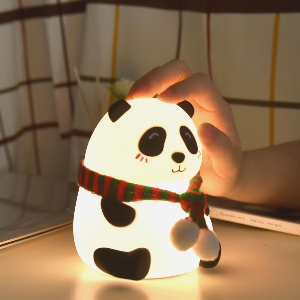 Factory Wholesale Rechargeable Silicone LED Night Light Mini Baby Touch Sensor Animal Panda Decorative Lighting for Kids' Bed