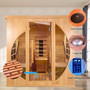 Sauna infrarouge à spectre complet Smartmak pour 2 personnes, avec thérapie par lumière rouge, fauteuil inclinable, haut-parleurs, éclairage et barre à oxygène. - Product Image 6