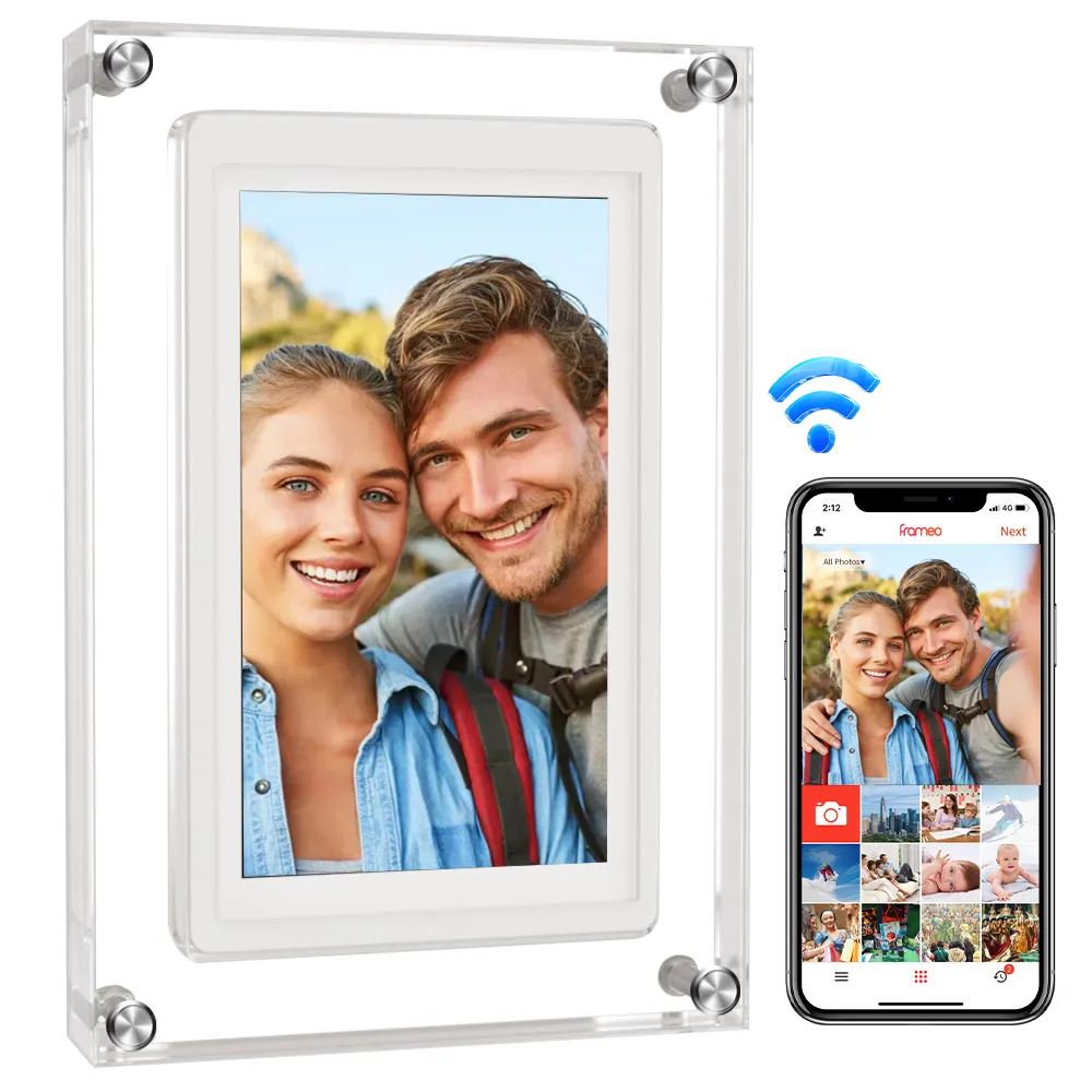 Cornice digitale WiFi da 32GB, cornice digitale Touch Screen 1080x720 IPS, foto Video facili da condividere tramite App ed e-mail qualsiasi