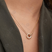 Gemnel Collier de bijoux de dernière conception en or 14 carats, cercle imbriqué de deux tons