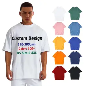Özel Logo puf baskılı tişört gömlek boş düz boy T-shirt grafik pamuk özel T gömlek erkekler için Tshirt