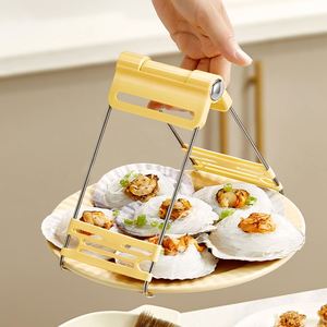 Hot Plate Gripper <b>Plastic</b> and Stainless Steel Bowl Clip Folding Dish Air Fryer Pans Holder <b>Tongs</b> for Moving Bowls with Foods - Product Image 4