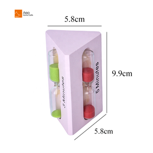 Sablier en bois couleur sable promotionnel personnalisable coffret cadeau 3 5 7 <span class=keywords><strong>minutes</strong></span> noir rose triangle design moderne en verre - Product Image 2