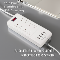 900 Joule Aşırı Gerilim Koruyuculu Priz Çoklayıcı ETL Sertifikalı 8 Priz 4 USB 4.2A Hızlı Şarj Portları Tek Güç Anahtarı Amerikan Tipi