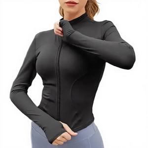 Custom Knitted Canvas Breathable Zip Yoga <b>Workout</b> <b>Jacket</b> for Women High Quality Slimming Running - Product Image 1