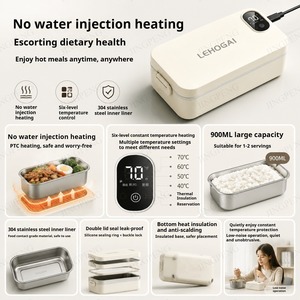 Nouvelle boîte à lunch électrique portable rechargeable par USB, <span class=keywords><strong>chauffe</strong></span>-<span class=keywords><strong>plat</strong></span> programmable en acier inoxydable, cuiseur à riz, réchauffeur <span class=keywords><strong>de</strong></span> nourriture isolé - Product Image 4