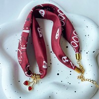 Nouveau collier tendance européen et américain en or 18 carats avec pendentif cerise rouge et perles, style cachemire, cadeau