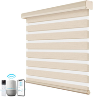 Persianas Enrollables Motorizadas Horizontales Eléctricas con WiFi, Compatibles con Google y Tuya, Control Remoto, Doble Capa de Poliéster Impermeable, Gran Oferta
