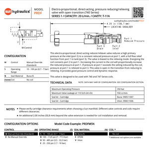PRDFMSN PRDFMSN224 PRDF HYDRAULICS ต้นกำเนิดจาก PRDF-MSN วาล์วควบคุมแรงดันไฟฟ้าแบบสัดส่วน, ทำงานโดยตรง, ลดแรงดัน/ปลดแรงดัน - Product Image 2