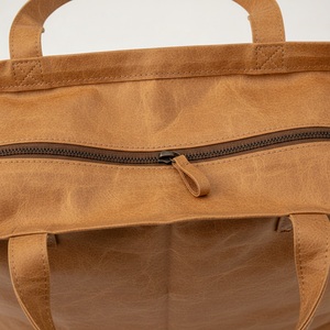 Sac de courses isotherme en papier kraft lavable, doublure TPU, aspect cuir, vegan, logo personnalisé, sac de supermarché - Product Image 5