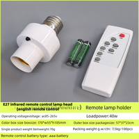 Tête de lampe intelligente à télécommande sans fil avec douille E27, portée 7-10m, alimentation CA 220V/110V, télécommande infrarouge pour commutation temporisée