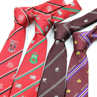 Corbatas Personalizadas de 3 Pulgadas, Color Rojo Oscuro, Rayas Marrón, con Logotipo, de Poliéster Tejido, para Uniformes de Negocios, Corporativos, Escolares y de Club