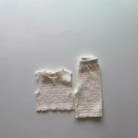 Ensemble pantalon capri sans manches en coton lavande style coréen INS avec nœud papillon – Tenue d'été quotidienne pour bébés et petites filles
