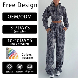 <span class=keywords><strong>Tuta</strong></span> Casual Stampata OED/ODM per Europa e America, Set 2 Pezzi con Felpa Corta con Zip e <span class=keywords><strong>Pantaloni</strong></span> a Gamba Larga per <span class=keywords><strong>Donna</strong></span> - Product Image 2