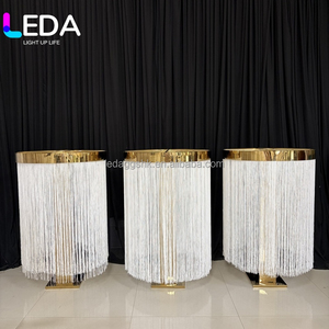 LEDA Gold Metal Floral <b>Stand</b> Centerpieces Wedding Table Decoration Tassel Curtain Flower <b>Stand</b> for Sale Wedding Decoration - Product Image 3