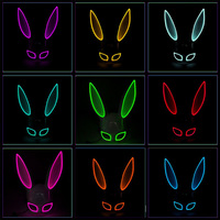 Masque Demi-Visage Lumineux Lapin Sexy Noir pour Hommes et Femmes – Design Adorable pour Halloween, Bar, Boîte de Nuit, Costume de Serveur