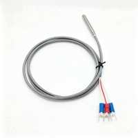 Sonde de résistance en platine PT100 en acier inoxydable, 500 ℃   Câble en acier tressé en fibre de verre résistant, fourche en U à 3 fils