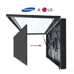 Caixa de proteção elétrica para TV externa de metal em aço inoxidável com suporte para parede e placa de montagem à prova d'água