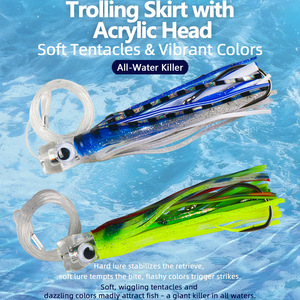 Señuelo de pulpo con falda suave de 6.5 pulgadas, cebo biomimético para pesca de arrastre en agua salada, cebo de aguas medias para pesca marina - Product Image 2