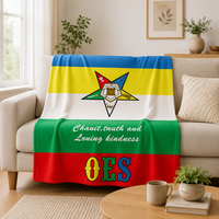 Nouvelle Couverture en Flanelle Douce de l'Ordre de l'Étoile d'Orient, Rayures Arc-en-ciel OES, Plaid pour Canapé et Lit, Idéale pour la Maison, les Voyages, Cadeau de Noël Personnalisé