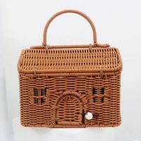 Sacs de maison de poupée en rotin faits à la main - Paniers de rangement pliables multifonctionnels écologiques, design en paille tressée mignon, marque YL, cadeau pour enfants