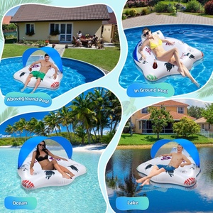 Flotador Inflable para Piscina con Toldo, Sillas Flotantes Grandes con Portavasos y Reposabrazos, Flotador para Piscina, Flotadores Acuáticos para Adultos - Product Image 5