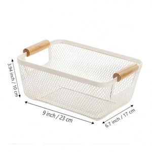 Portable Modern Rectangle Metal Garden Handle Storage Mesh <b>Wire</b> <b>Basket</b> for Kitchen Pantry Picnic - Product Image 5