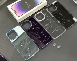 2023 nueva funda de teléfono de vidrio chapado TPU funda trasera de teléfono de vidrio para iPhone 15 14 Pro funda protectora de vidrio templado para Iphone 13