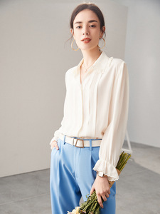 Camicetta da <span class=keywords><strong>Donna</strong></span> per Ufficio, Casual, con Bottoni, Tinta Unita, Tessuto Traspirante in <span class=keywords><strong>Seta</strong></span>, Semplice e Alla Moda, Manica Lunga - Product Image 6