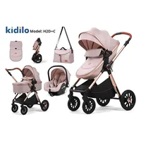Poussette bébé convertible 3 en 1 à 4 roues en acier inoxydable Oxford, vue haute, pliable, absorption des chocs, capacité de charge de 20 kg pour