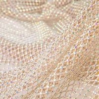 Shaoxing Usine En Gros 3D Maille Dentelle Sequin Tissu Extensible Strass Foret Paillettes pour Robes De Mariée De Mariée