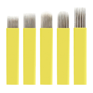 Aiguille de tatouage des sourcils jetable jaune à double rangée 0,35 mm, aiguille de stylo manuel de maquillage permanent PMU de qualité supérieure pour microblading - Product Image 5