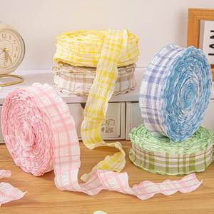 Ruban plissé à carreaux de 4 cm, 10 yards, de qualité supérieure, pour emballages cadeaux haut de gamme, utilisation par les fleuristes, pinces à cheveux - Product Image 1
