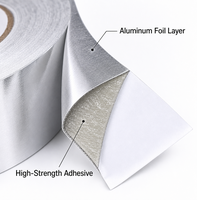 Ruban adhésif en aluminium imperméable haute résistance activé par l'eau pour conduits CVC, sans doublure, argenté, protection UV